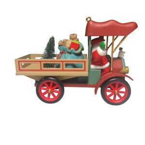 Vintage Santa Claus Delivery Truck Christmas Ornament 3D Holiday Figurine With T